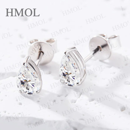 Lab Beads Stud Earring Moissanite 925 Silver Earrings 0.5/1/2/3Carat Pear Cut Water Drop Shape GRA Certificates For Women Party