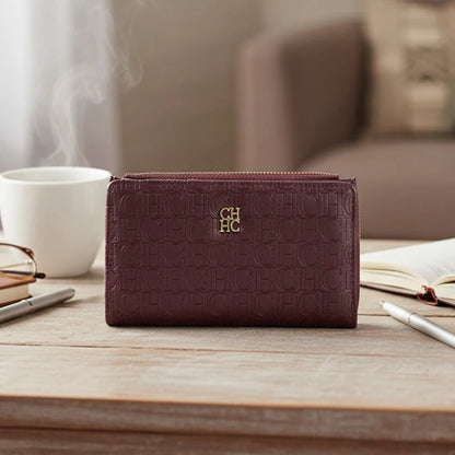 CH Leather Printed Short Women's Wallet Solid Color Versatile Autumn/Winter Luxury 2025 New Multi Scene Available Coin Card Bag