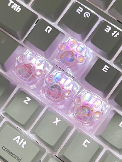 4Pcs New Hot Sale Translucent Cat Claw Keycap Cross Axis Mechanical Keyboard Keycap Decoration