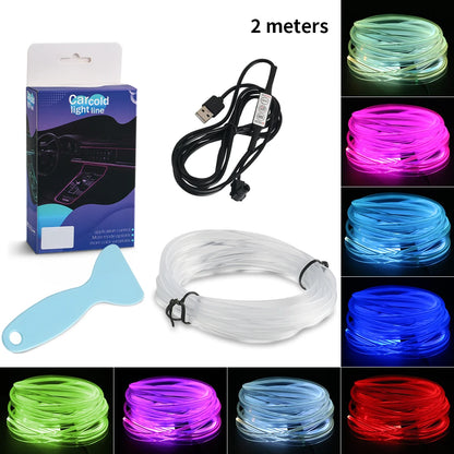 1/2/3/4/5M Car LED Ambient Lights Strip RGB Neon Optical Fiber Multiple Mode Interior Atmosphere Lighting DIY USB EL Wiring Lamp