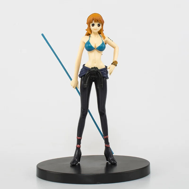 Anime One Piece Brook Chopper Usopp Robin Franky Black Suit Ver. PVC Action Figure Game Statue Collectible Model Toys Doll 17cm