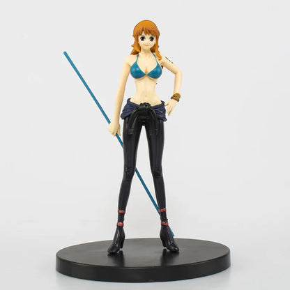 Anime One Piece Brook Chopper Usopp Robin Franky Black Suit Ver. PVC Action Figure Game Statue Collectible Model Toys Doll 17cm