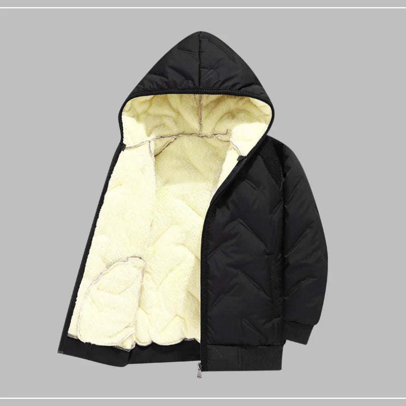 Dubbped Winter Keep Warm Boys Girl Jacket Lined With Velvet Thick Cotton Padded Hooded Coat Kids Children Out The Cold Outerwear