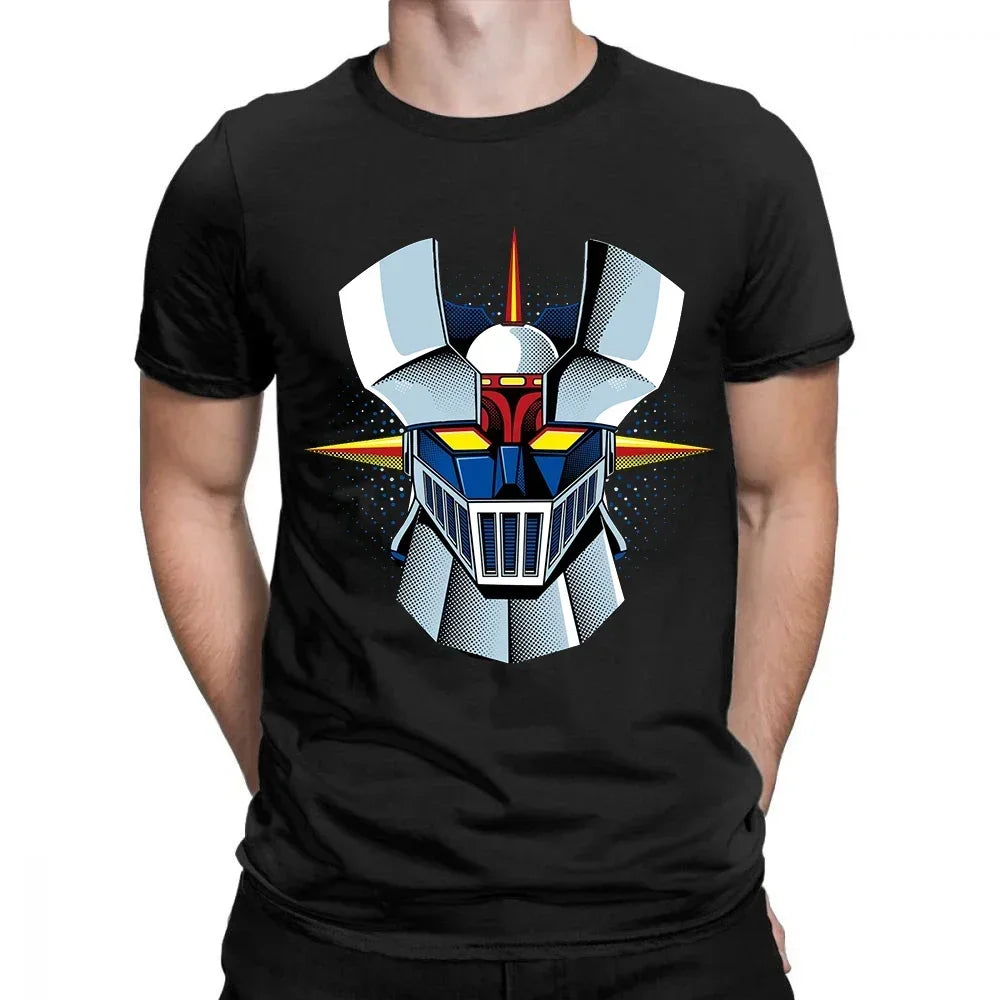Cool mazinger z anime movie robot streetwear graphic print t-shirt fashion casual Tee Tops