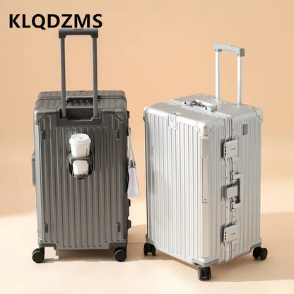 KLQDZMS Aluminum Frame Suitcase 26"29"32 Inch Large Capacity Cart Case Cart Type Travel Bag Women's Password Box Cabin Luggage