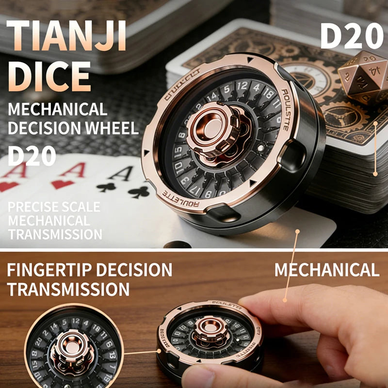 D20 Dice Lucky Roulette Spinning Wheel Fidget Toy Anti Stress Anti Anxiety EDC Toy Desk Gadget DND RPG Table Game Decompression