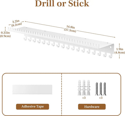 Necklace Holder Wall Hanging Organizer: Wall Mounted Jewelry Shelf with 56 Hooks and Tray, Display Hanger for Kids,
