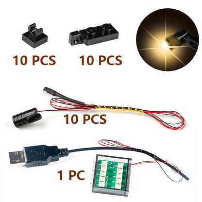 10pcs Terminal Led Searchlight MOC For Lego Light Table Lamp Multifunctional DIY Spotlight Black Building Block 1219