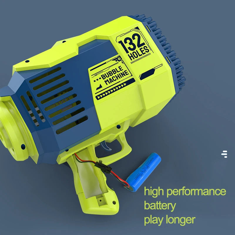 Bubble Gun Machine 132 Holes Soap Automatic Blower with Light Toys for Kids Children Boys Gifts Outdoor Toys Wedding Kids