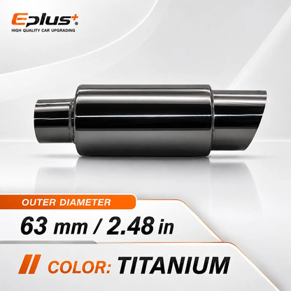 EPLUS Universal Car&Motorcycle Stainless Steel Exhaust Muffler Slant Cut Tip Car Exhaust Resonator 51/57/63mm Inlet