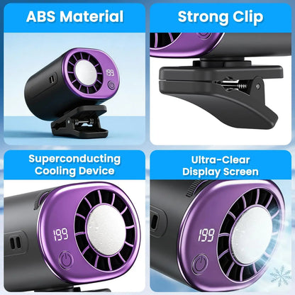 2026 Car Clip On Fan Air Conditioner With Led Display - 360° Rotation Stroller Mini Clip Fan Portable Personal Clip-On Air Condi