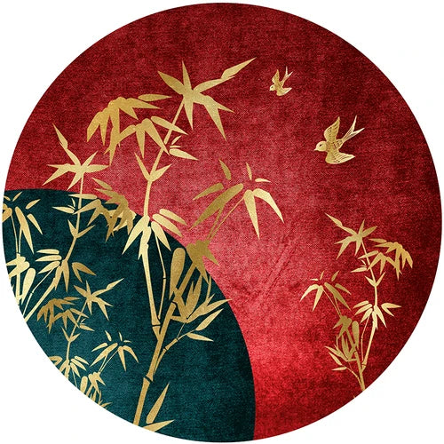 New Chinese Style Round Carpets for Living Room Home Decor Anti-Slip Floor Mat Bedroom Bedside Rug Art Studio Large Area Carpet