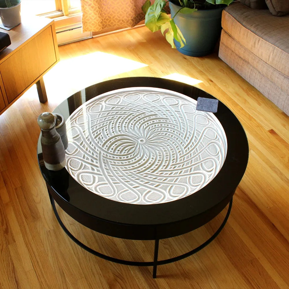 Automatic Sand Art Coffee Table, Magnetic Ball Quicksand Dynamic Art, Kinetic Meditation Sand Sculpture Round Table