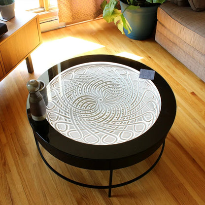 Automatic Sand Art Coffee Table, Magnetic Ball Quicksand Dynamic Art, Kinetic Meditation Sand Sculpture Round Table