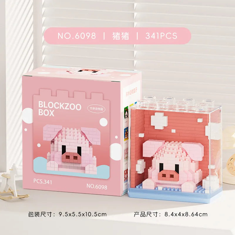 New Cute Zoo Series Fashionable Acrylic Display Box Micro-particle Assembled Building Blocks Toys Educational Gifts