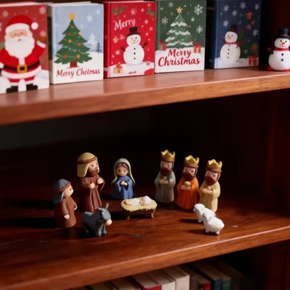 1 Set of Christmas Mini Nativity Scene 3D Printed Christmas Eve Exquisite Ornament Set Faith Ornaments for Living Room, Study, and Bedroom Decoration