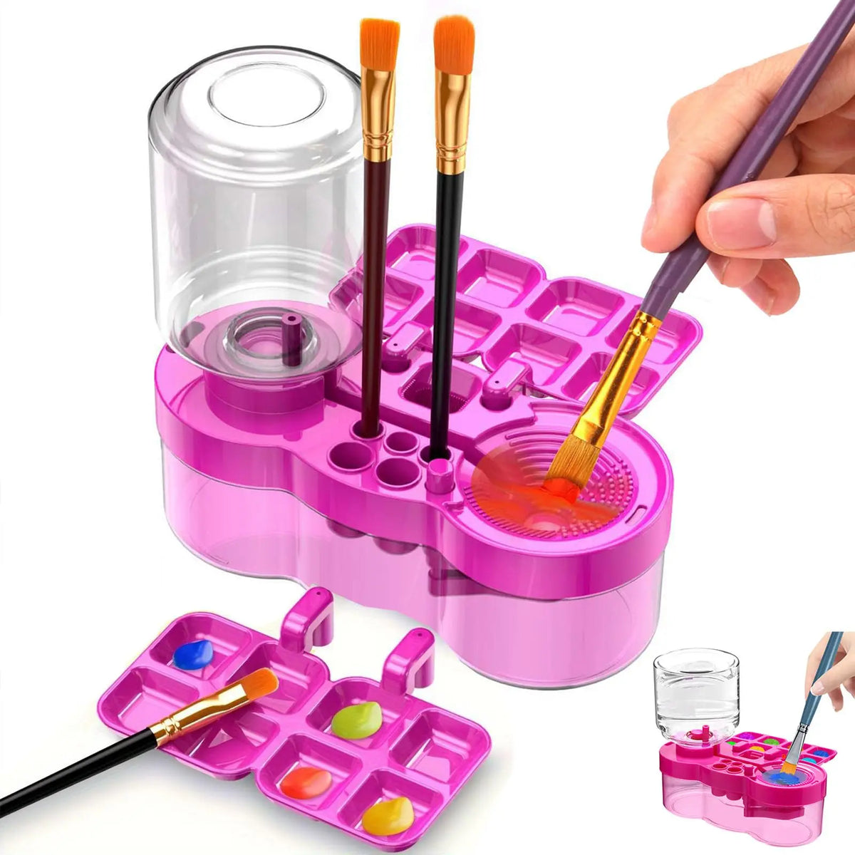 New Paint Brush Cleaner With Drain Button Automatic Water Circulation Paint Brush Cleaning Machine Cleaning Bucket Art Tools