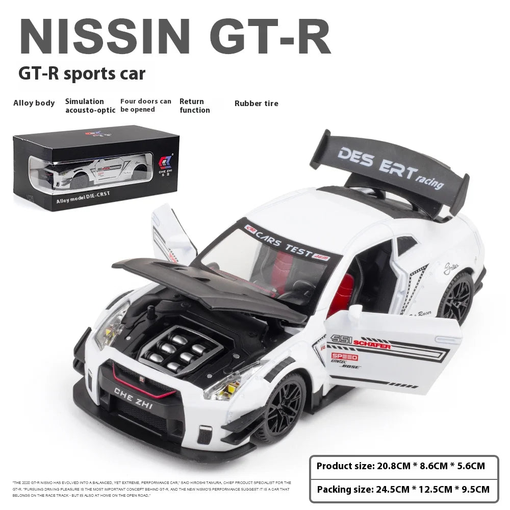 Large Size 1:24 Simulated Nissan GTR-r35 Car Model Sports Car Model Simulation Alloy Car Model Toy Collection Gift