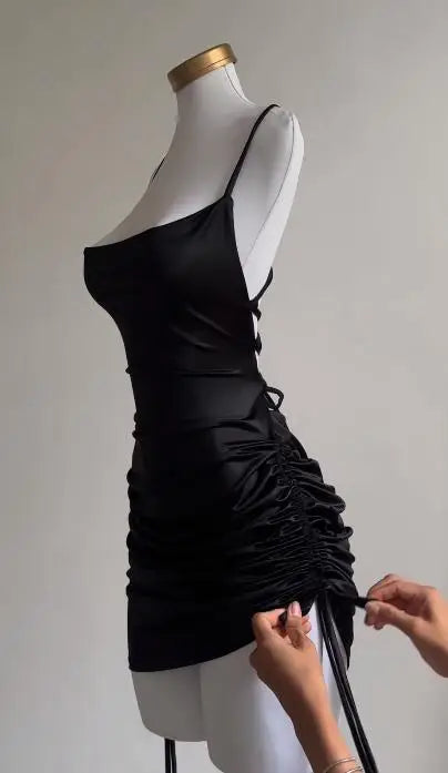 Europe USA explosive new cross-border dress summer high sense lace-up sexy halter spice bag hip skirt