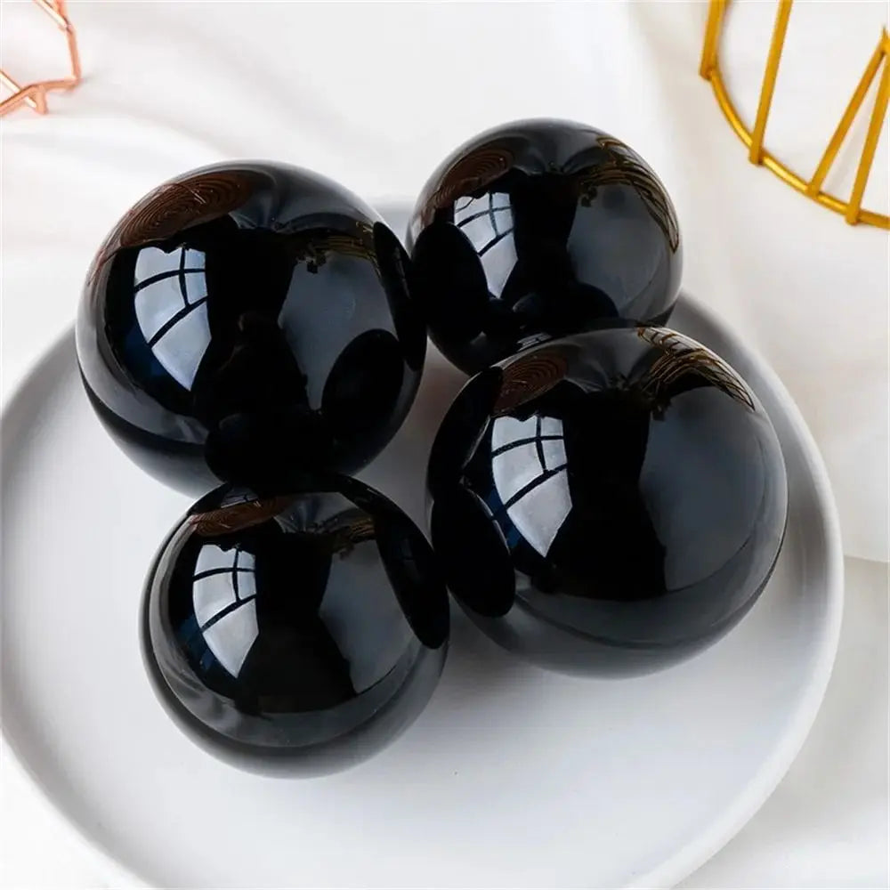 Natural Black Obsidian Sphere Large Crystal Ball Healing Stone Gemstone 30/40/50mm obsidian crystal decorative glass Home Decor