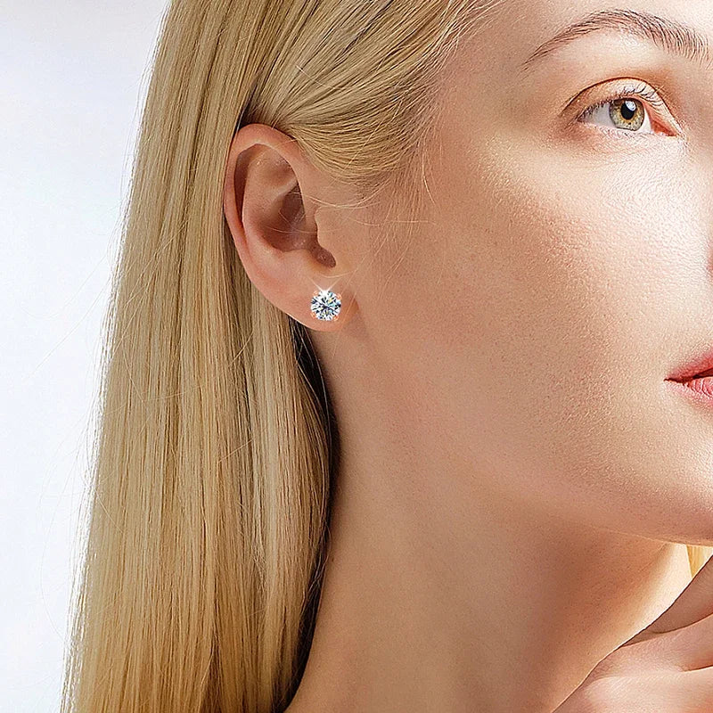 EWYA Luxury 0.4-4CT D Color Moissanite Screw Earrings For Women Party Fine Jewelry 4 Prong S925 Sterling Silver Diamond Earring