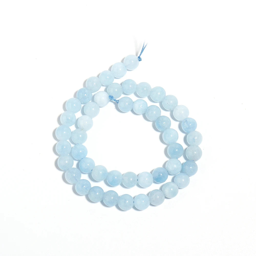 Natural Aquamarines Stone Beads 4 6 8 10mm Light Blue Round Loose Stone Beads For Jewelry Making DIY Bracelets Necklace Supplies