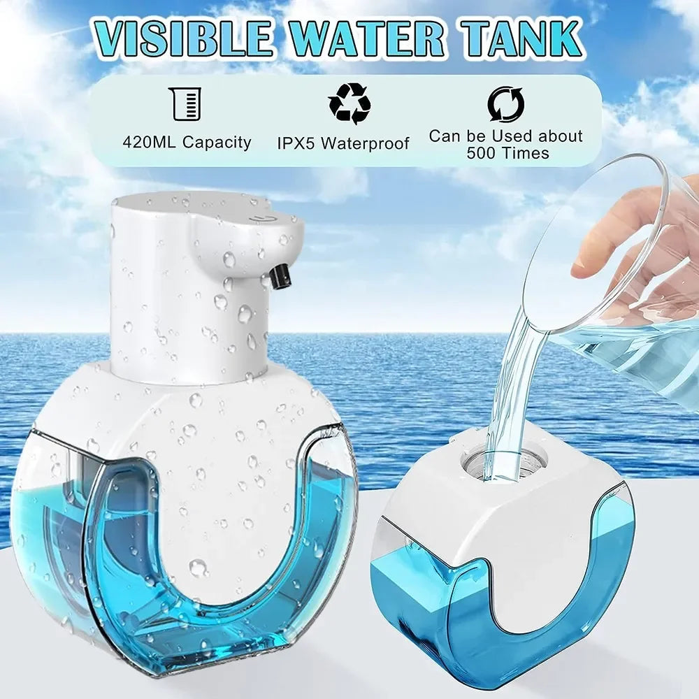 420ML P10 Large Capacity Light Display Desktop Or Wall-Mounted Waterproof USB Rechargeable Automatic Smart Sensor Soap Dispenser