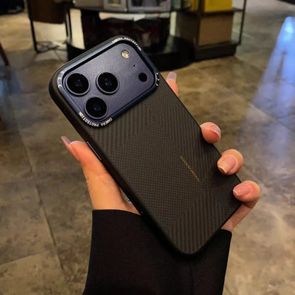 Business Sle Kevlar Carbon Fiber Leather Magnetic Case For IPhone 17 Pro Max 16 15 14 Wireless Charging Anti-drop Protect Cover