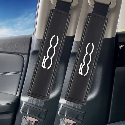 2Pcs Car Seat Belt Leather Safety Belt Shoulder Covers Interior For Fiat 500 500L 500S 500X 500C 500E 500L 500S 500X 500C 500E