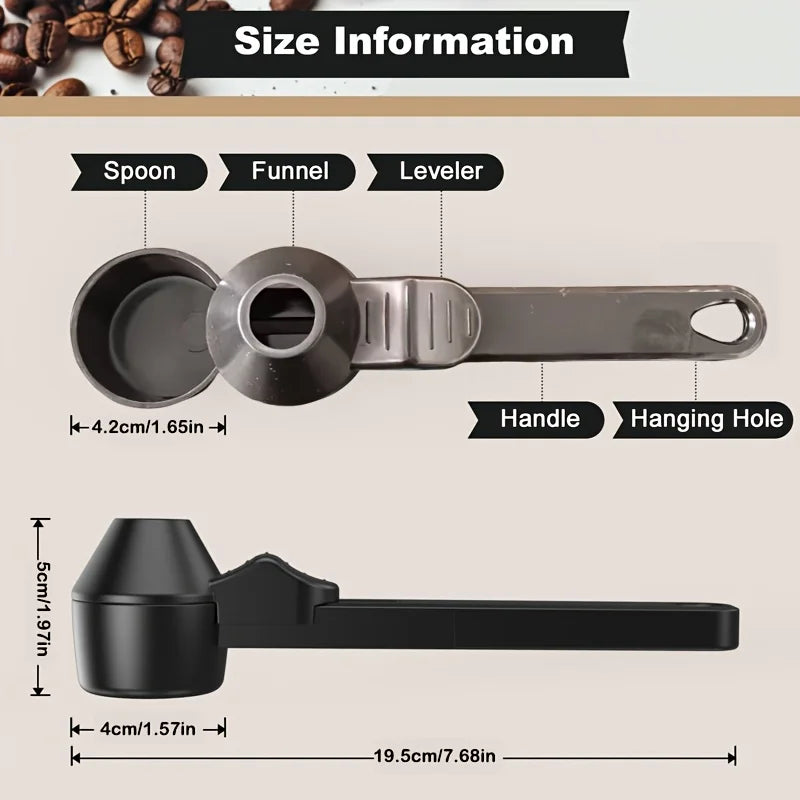 Coffee Scoop & Funnel Protein Powder Measuring Spoon Sliding Holder for Reusable K-Cup Refillable Ground Coffee Pod Kitchen Tool