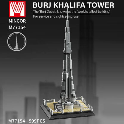 Eiffel Tower Burj Khalifa Grand Mosque of Mecca Buildings Blocks City View World Architecture Brick Model Kit DIY Adults Gift