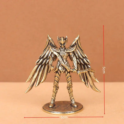 Gold Saint brass Mini Figures twelve zodiac Saint Seiya ornament cartoon model desktop decoration copper gift
