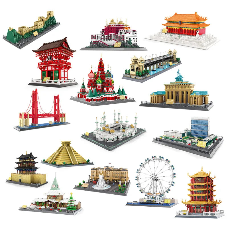 MOC World Famous Architecture Edifice Opera House Building Blocks Villa Savoye Bridge Tower Toy Children Birthday Christmas Gift