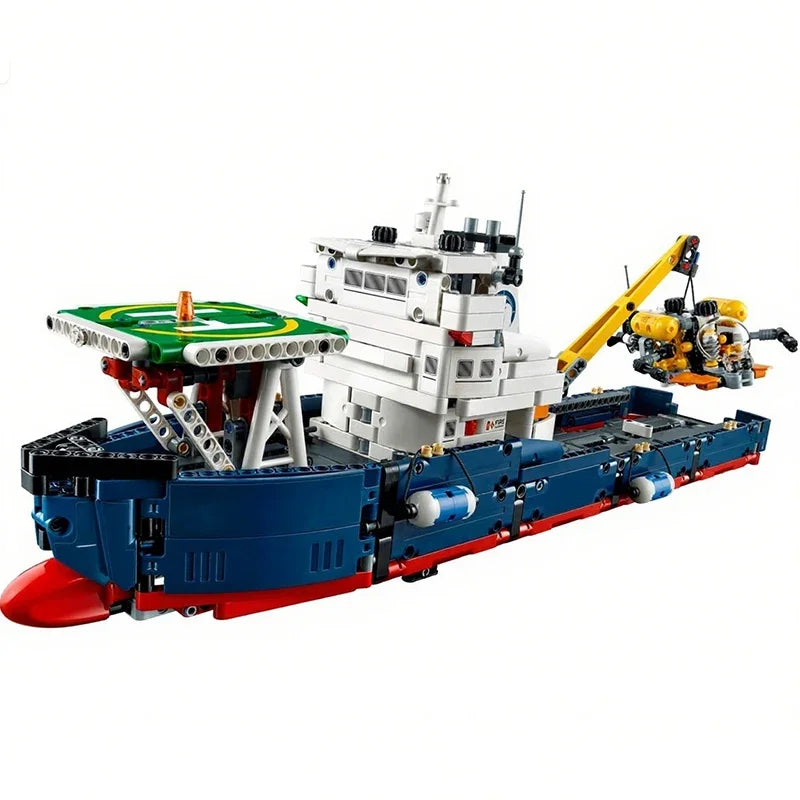 1327pcs MOC Technicing OceanExplorer Nautical Research Vessel DIY Model Building Blocks Birthday Toys Gift