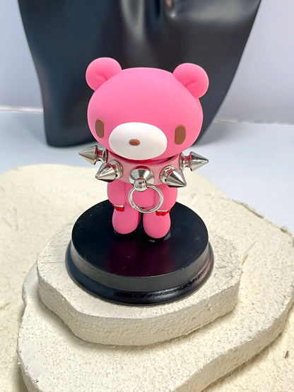Kawaii Gloomy Bear Mori Chack Figure Goth Punk Spiked Collar Bloody Bear Statue Pink Black Desktop Decor Ornament Car Gift Y2K
