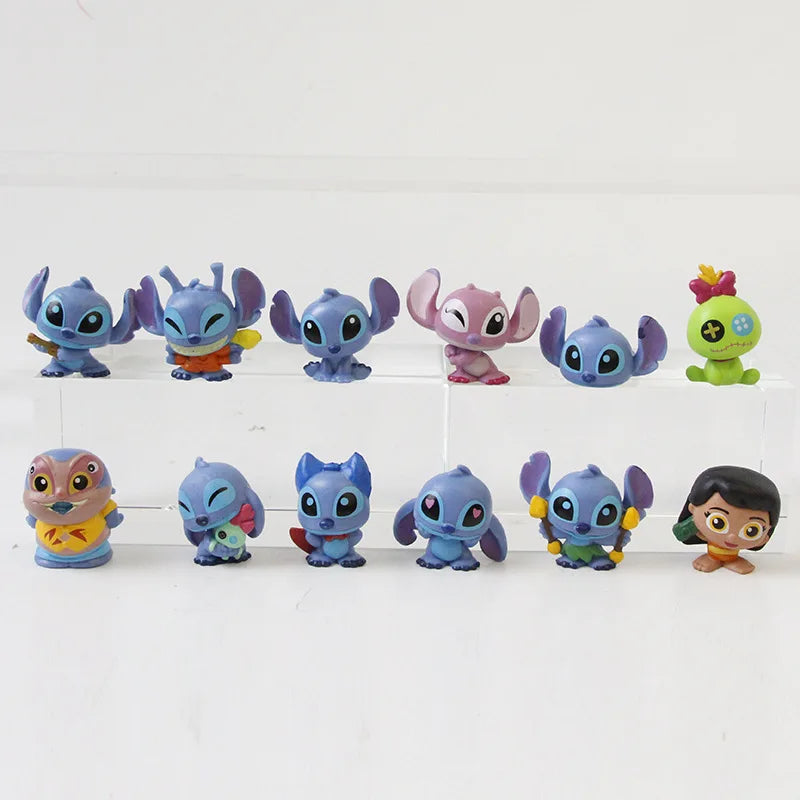 12Pcs/Set Anime Doorables Stitch Angel Scrump Action Figure Doll Anime Lilo & Stitch Toys For Kids Christmas Gift