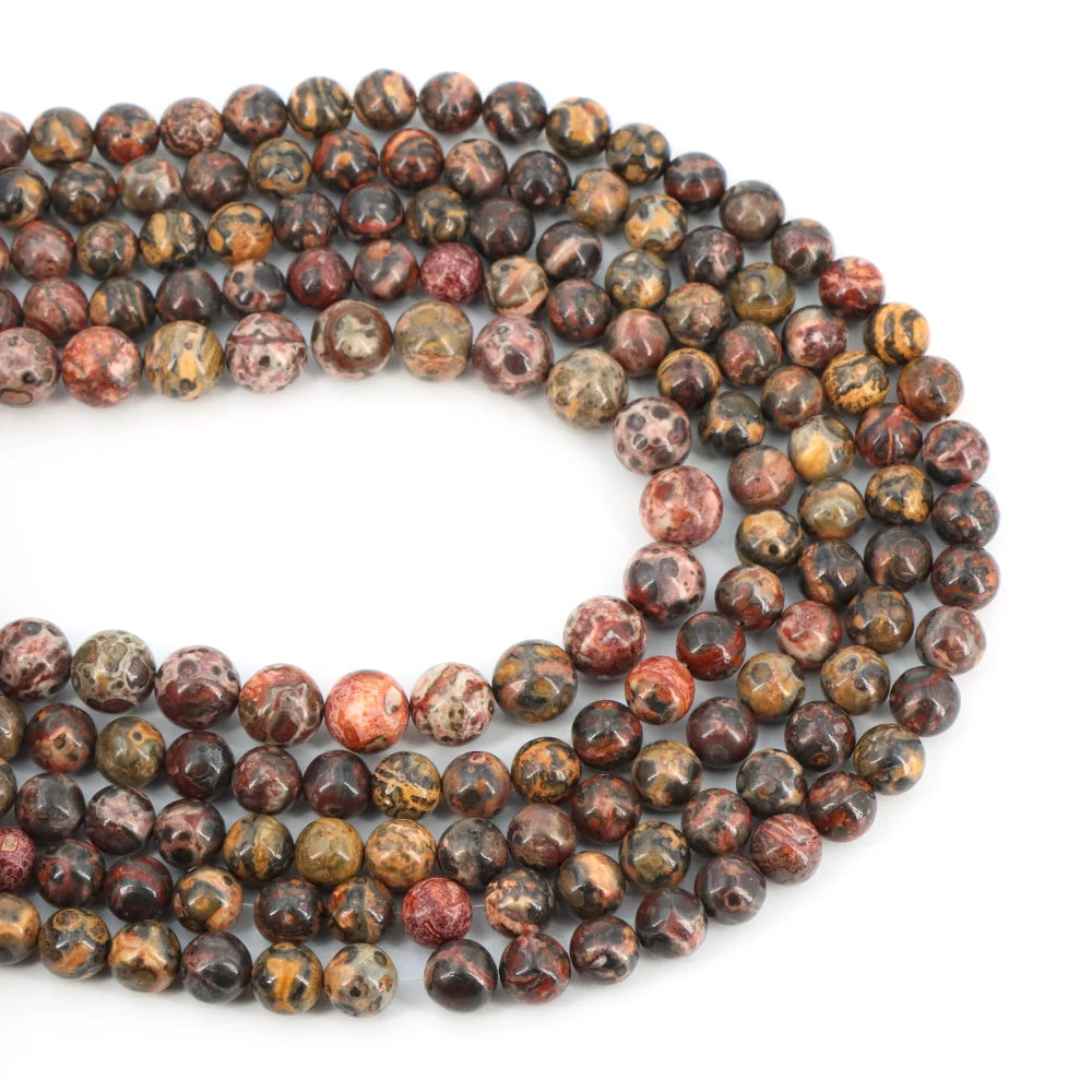 Natural Stone 4 6 8 10mm Round Leopardskin Jaspers Stone Spacer Loose Bead For Jewelry Making DIY Bracelet Needlework Accessorie
