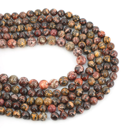 Natural Stone 4 6 8 10mm Round Leopardskin Jaspers Stone Spacer Loose Bead For Jewelry Making DIY Bracelet Needlework Accessorie