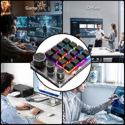 2.4G Customize Bluetooth 3 Modes USB Custom Mechanical Keyboard with Knob Volume Button Knob Programming Macro Gaming 16 Key Key