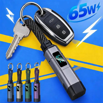 4-in-1 Keychain USB C Cable with V/A/W Display, 65W Fast Charging with LED  Charger Cord for iPhone 16/15, iPad,MacBook, Samsung