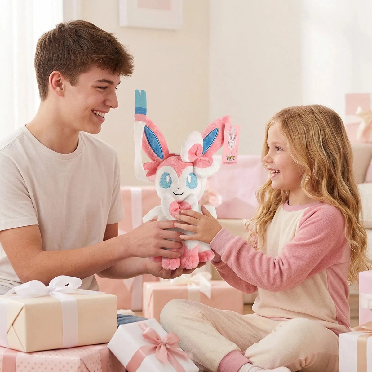 Pokemon Sylveon Plush Doll - Soft Touch Skin-Friendly Stuffed Toy, Safe Gift for Kids and Pokemon Fans