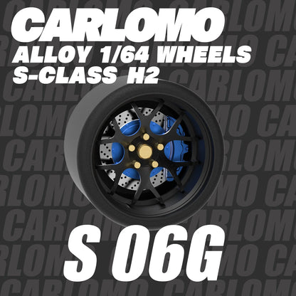 Carlomo S-Class Brand New 1/64 Alloy Wheels Rubber Tires with Brake Disc Assembly Rims for Model Diecast Car for model cars