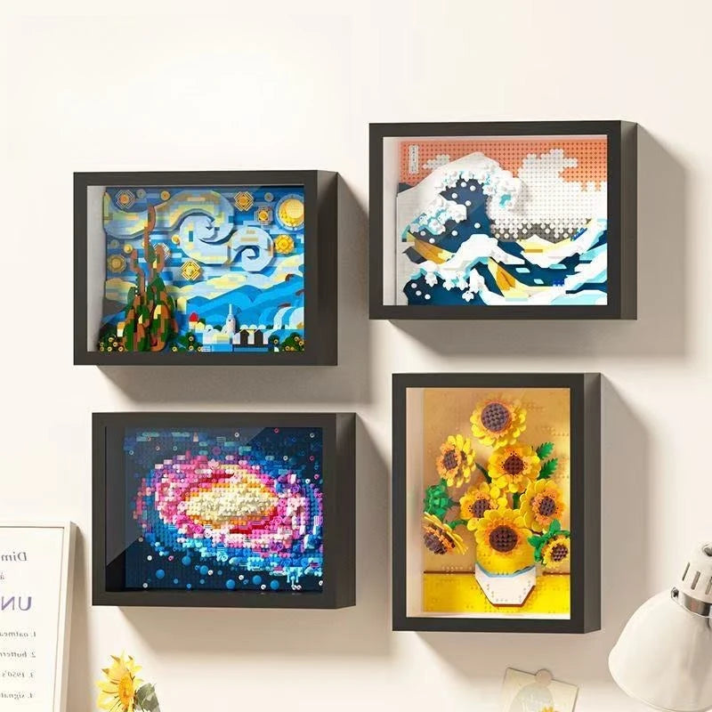 WIth Box World-famous Art Painting sunflower Van Gogh The Starry Night Galaxy Kanagawa 3D Diamond Building Block Toy Kids Gift