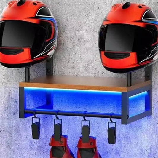 Wooden Motorcycle Helmets Wall Mount Holder For Secure Display & Space Saving Organization In Garage Or Home Environment