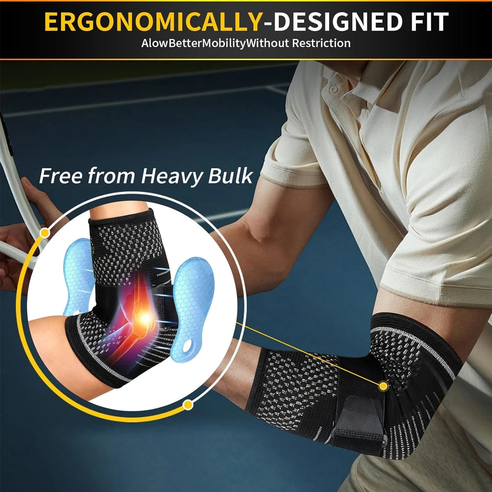 1/2Pcs Elbow Support Brace with Gel Pad for Women & Men Elbow Compression Sleeves for Golfer, Arthritis, Tendonitis Pain Relief