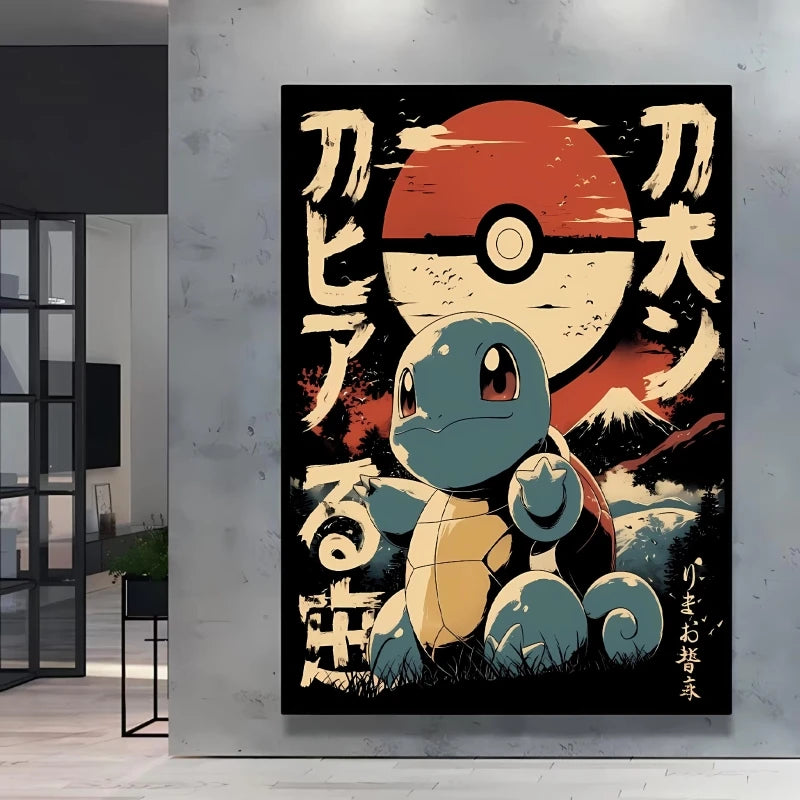 1pc frameless Canvas Paintings Retro Canvas Poster Prints Pokemon Gengar Blastoise Cartoon Character Picture Wall Art Home  Chil