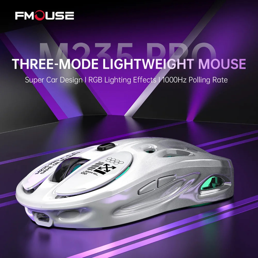 Bluetooth wireless mouse Rechargeable e-sports three-mode laptop office game RGB hollow lightweight For Tablets Laptop