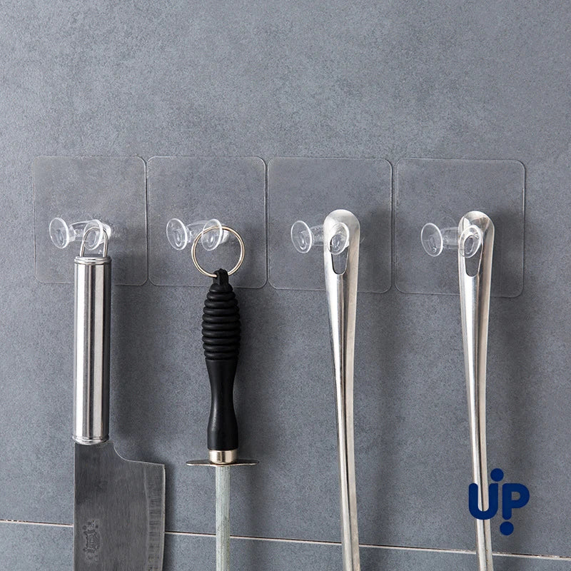 20PCS Hook Power Plug Bracket Tidy Hanging Rack PVC Wall Hook Strong Adhesion Seamless Transparent Waterproof Kitchen Bathroo