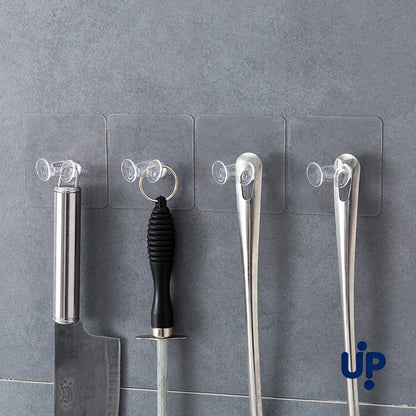 20PCS Hook Power Plug Bracket Tidy Hanging Rack PVC Wall Hook Strong Adhesion Seamless Transparent Waterproof Kitchen Bathroo