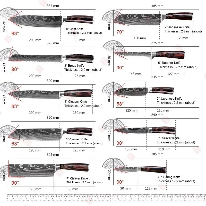 Damascus Kitchen Knives Professional Chef Knife Japanese Santoku Slicing Knife Stainless Steel Boning Knife Butcher Knife